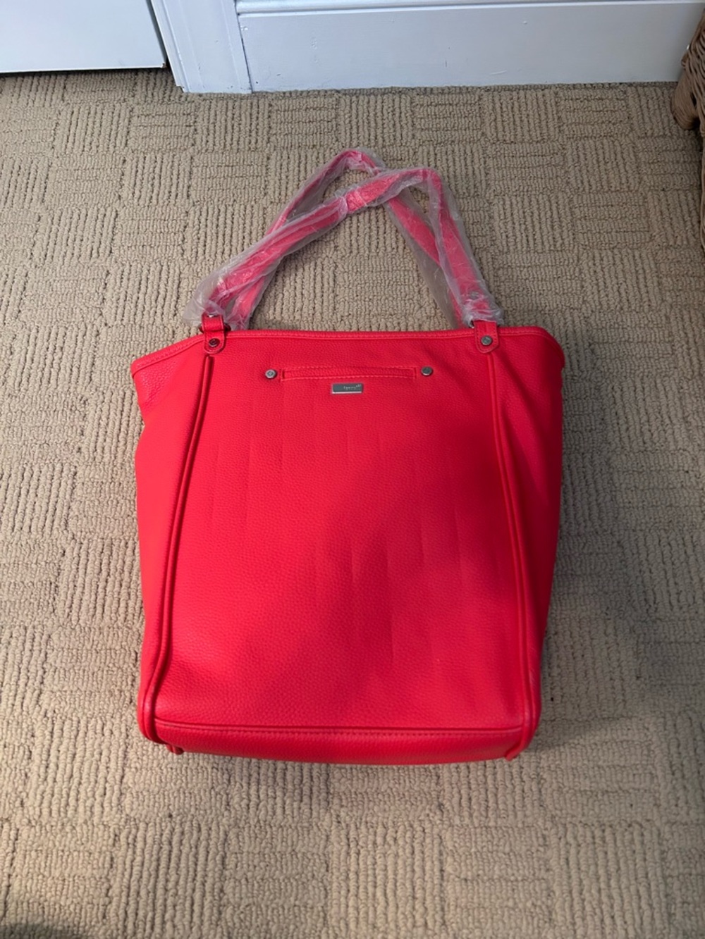 thirty-one Bright Red Pebbled Tote with Shoulder Straps